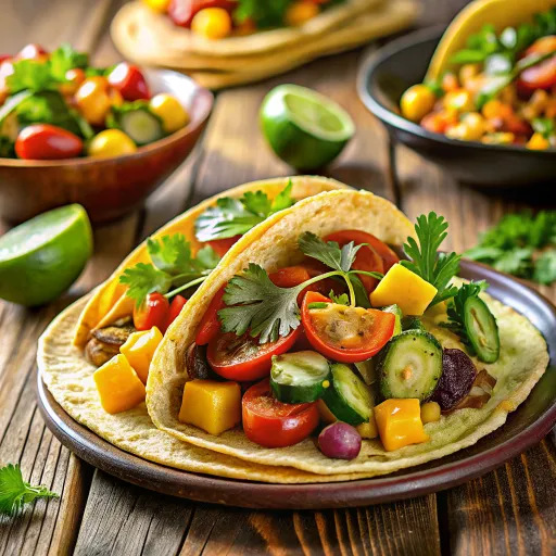 Tacos de Verduras Asadas y Frijoles Negros